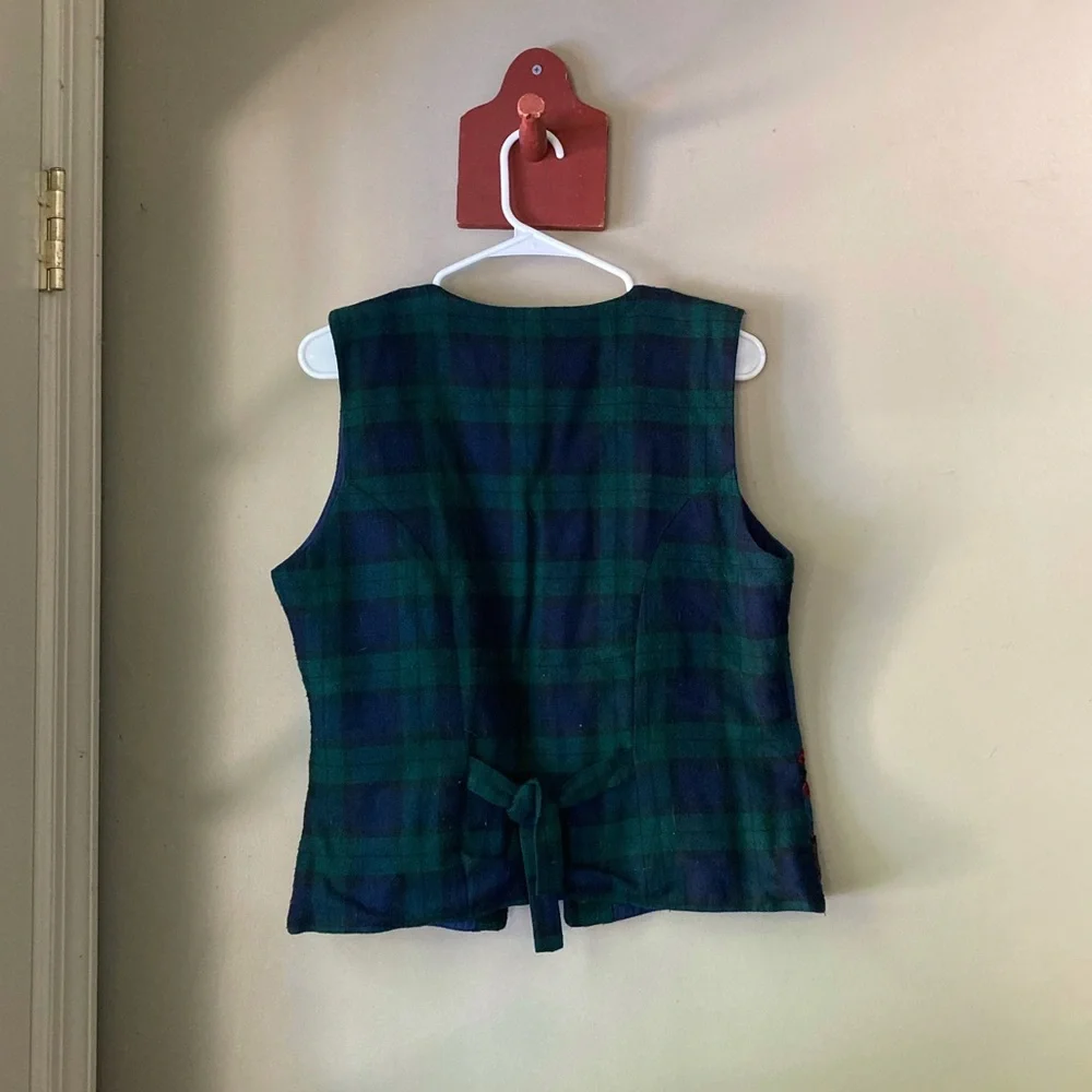 Vintage Eagle's Eye Blue & Green Patchwork Sweater Vest M - Picture 5 of 6